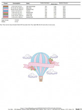 Cargar imagen en el visor de la galería, Balloon embroidery designs - Hot air balloon embroidery design machine embroidery pattern - Sky clouds embroidery file - instant download
