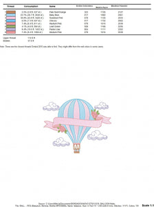 Balloon embroidery designs - Hot air balloon embroidery design machine embroidery pattern - Sky clouds embroidery file - instant download