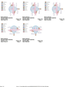 Balloon embroidery designs - Hot air balloon embroidery design machine embroidery pattern - Sky clouds embroidery file - instant download