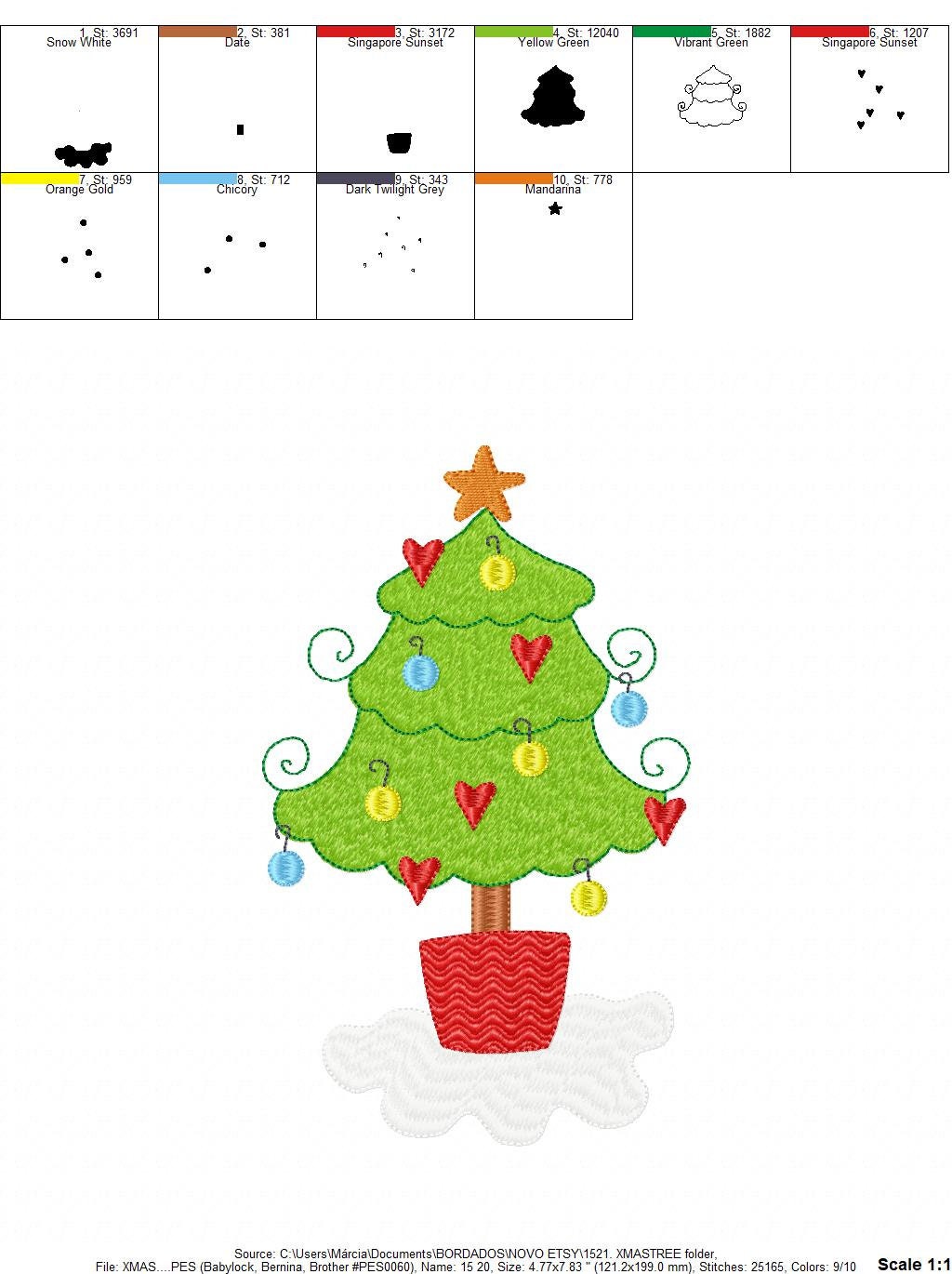 Christmas tree embroidery designs - Xmas embroidery design machine embroidery pattern - Christmas decor embroidery file - digital download Marcia Embroidery