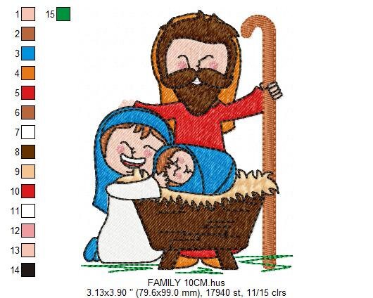 Holy Family embroidery designs - Baby Christ machine embroidery pattern - Christmas Religious file - Instant digital download pes jef dst Marcia Embroidery
