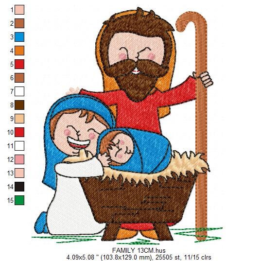 Holy Family embroidery designs - Baby Christ machine embroidery pattern - Christmas Religious file - Instant digital download pes jef dst Marcia Embroidery