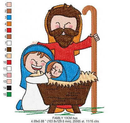 Holy Family embroidery designs - Baby Christ machine embroidery pattern - Christmas Religious file - Instant digital download pes jef dst Marcia Embroidery