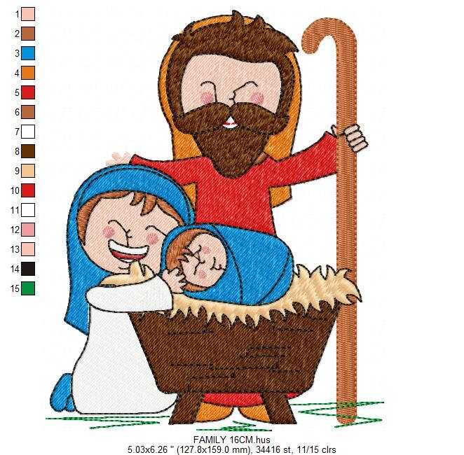 Holy Family embroidery designs - Baby Christ machine embroidery pattern - Christmas Religious file - Instant digital download pes jef dst Marcia Embroidery
