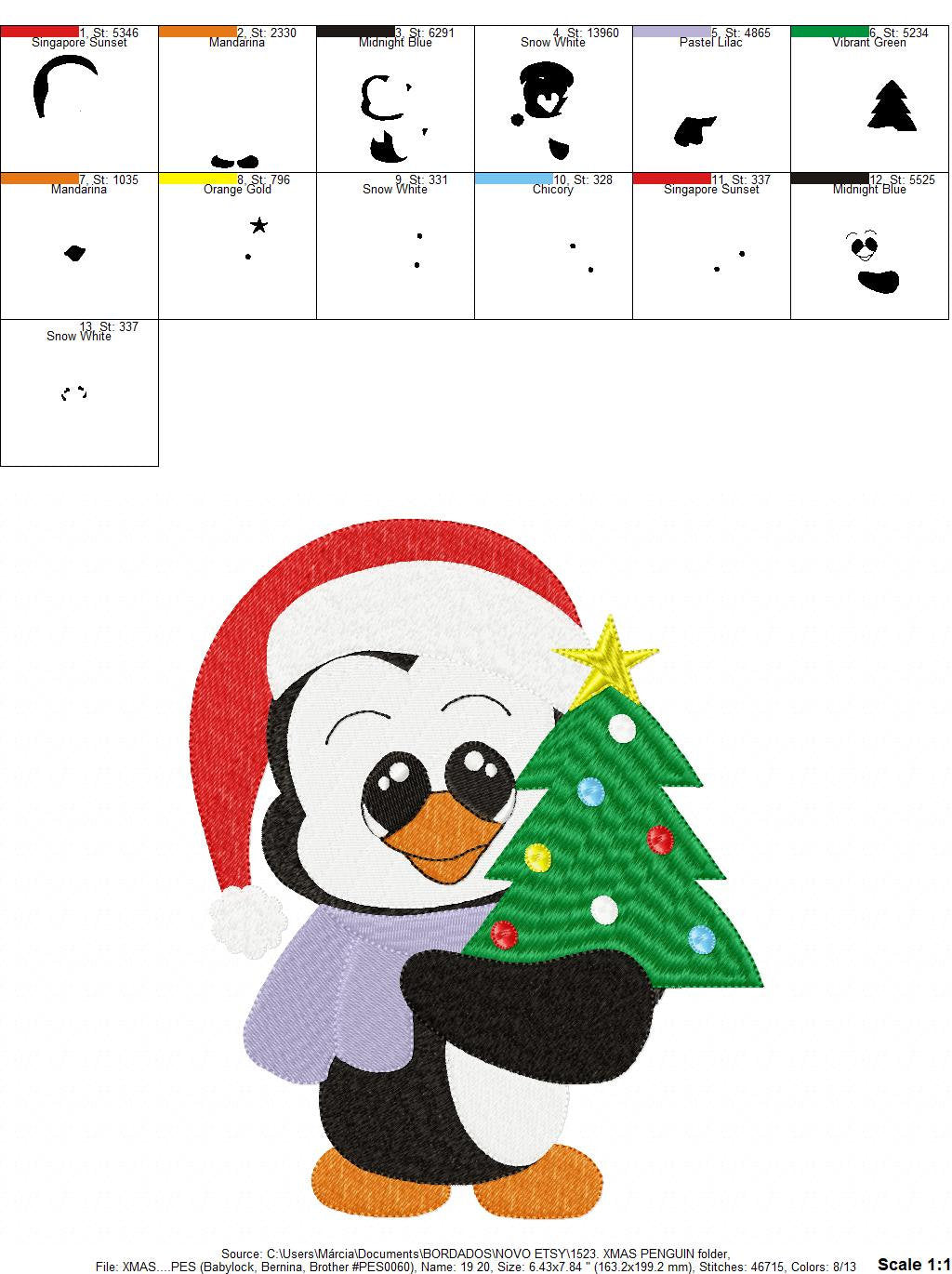 Penguin embroidery design - Animal embroidery designs machine embroidery pattern - Baby boy embroidery file - instant download Xmas Penguin Marcia Embroidery