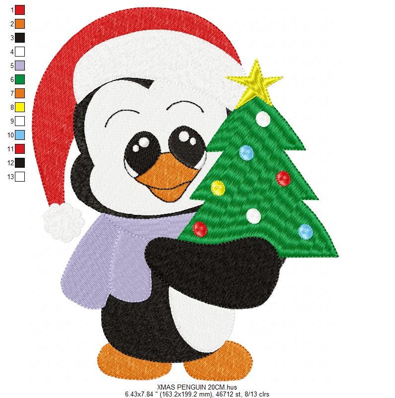 Penguin embroidery design - Animal embroidery designs machine embroidery pattern - Baby boy embroidery file - instant download Xmas Penguin Marcia Embroidery