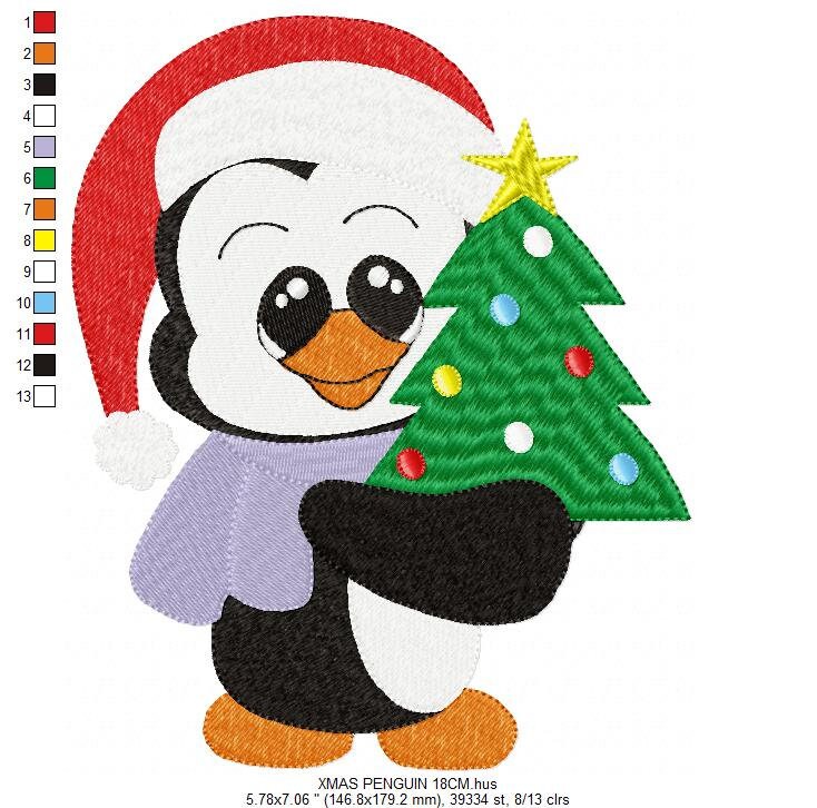 Penguin embroidery design - Animal embroidery designs machine embroidery pattern - Baby boy embroidery file - instant download Xmas Penguin Marcia Embroidery