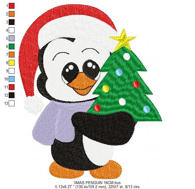 Penguin embroidery design - Animal embroidery designs machine embroidery pattern - Baby boy embroidery file - instant download Xmas Penguin Marcia Embroidery
