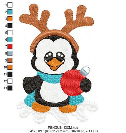 Penguin embroidery design - Xmas Animal embroidery designs machine embroidery pattern - Baby boy embroidery file - instant download jef pes