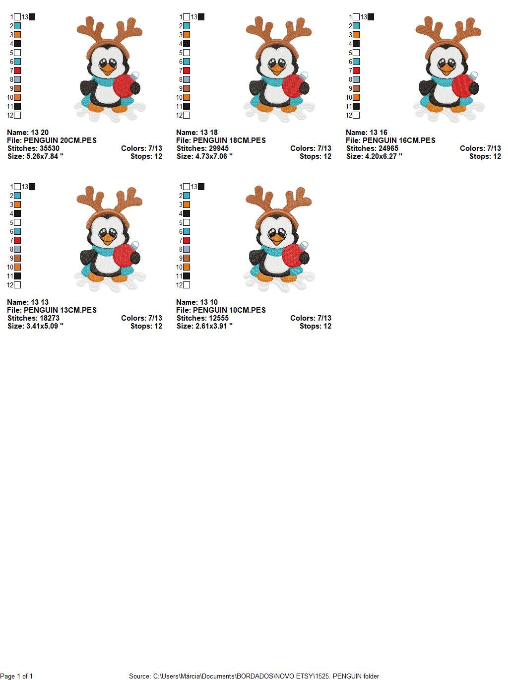 Penguin embroidery design - Xmas Animal embroidery designs machine embroidery pattern - Baby boy embroidery file - instant download jef pes