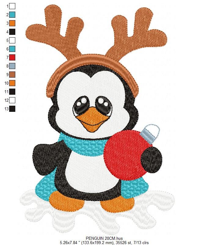 Penguin embroidery design - Xmas Animal embroidery designs machine embroidery pattern - Baby boy embroidery file - instant download jef pes