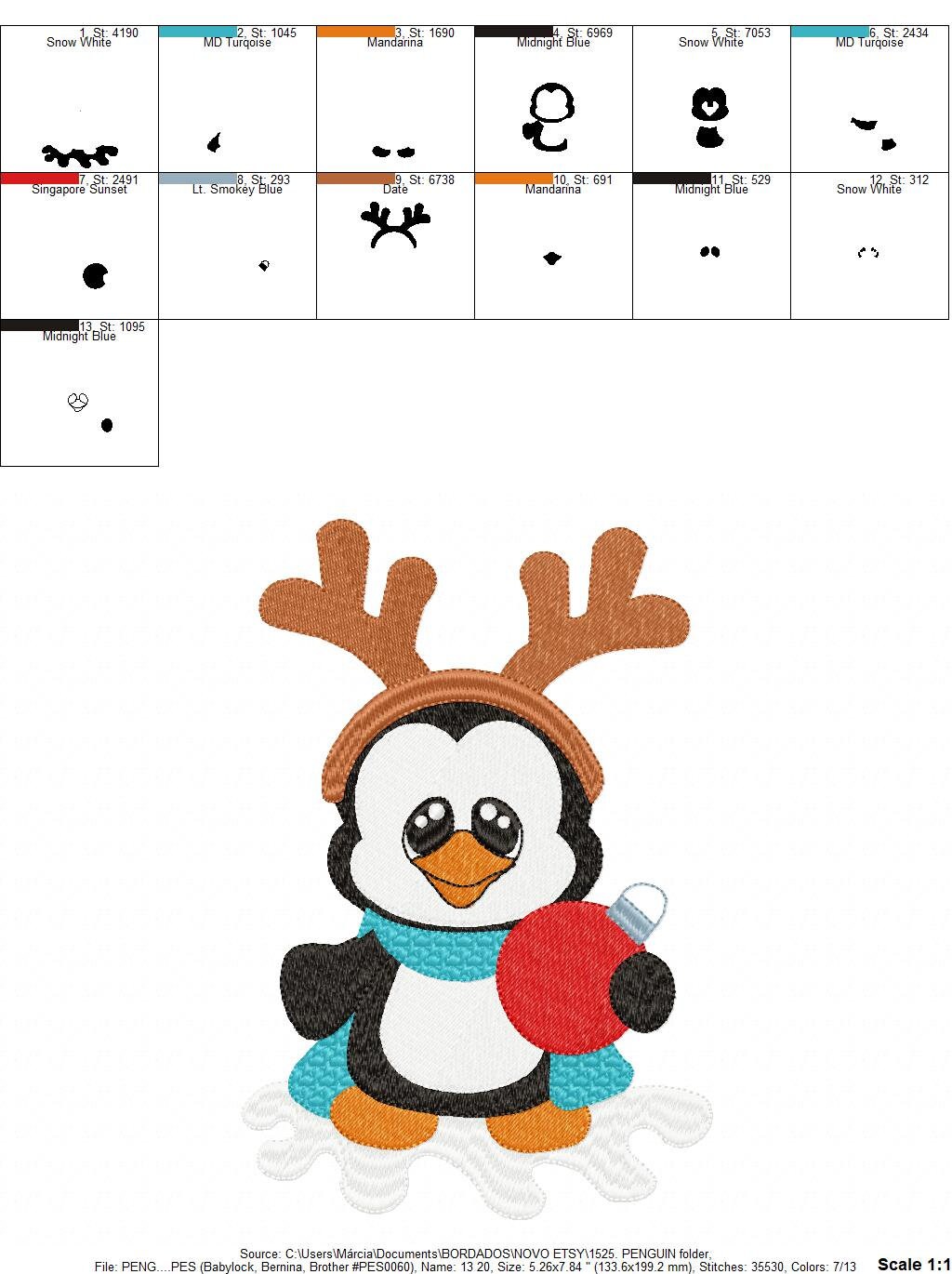 Penguin embroidery design - Xmas Animal embroidery designs machine embroidery pattern - Baby boy embroidery file - instant download jef pes