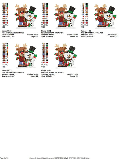 Snowman embroidery designs - Xmas Reindeer embroidery design machine embroidery pattern - Christmas embroidery file - instant download pes Marcia Embroidery