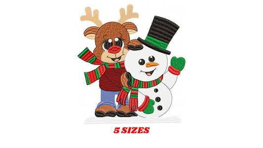 Snowman embroidery designs - Xmas Reindeer embroidery design machine embroidery pattern - Christmas embroidery file - instant download pes