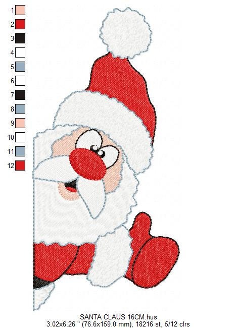 Xmas embroidery designs - Santa Claus machine embroidery pattern - Christmas Kitchen Towel file - Instant digital download pes jef dst hus