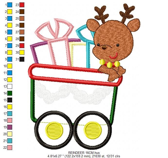 Rudolf Reindeer Embroidery Design - Xmas embroidery designs machine embroidery pattern - Christmas embroidery file instant download train Marcia Embroidery