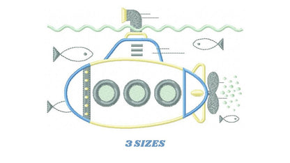 Submarine embroidery design - Boat embroidery designs machine embroidery pattern - instant download - Nautical applique design Baby Boy Kid
