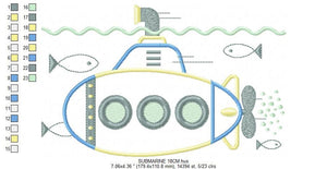 Submarine embroidery design - Boat embroidery designs machine embroidery pattern - instant download - Nautical applique design Baby Boy Kid