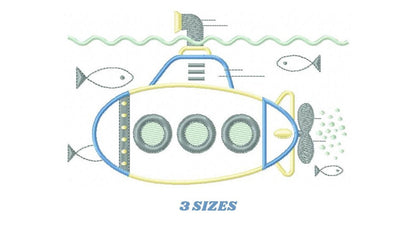Submarine embroidery design - Boat embroidery designs machine embroidery pattern - instant download - Nautical applique design Baby Boy Kid