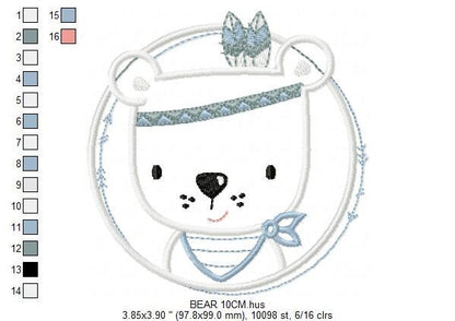 Bear embroidery designs - Indian embroidery design machine embroidery pattern - Baby Boy embroidery file - instant download bear in a frame Marcia Embroidery