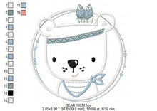 Cargar imagen en el visor de la galería, Bear embroidery designs - Indian embroidery design machine embroidery pattern - Baby Boy embroidery file - instant download bear in a frame
