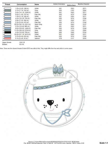 Bear embroidery designs - Indian embroidery design machine embroidery pattern - Baby Boy embroidery file - instant download bear in a frame Marcia Embroidery