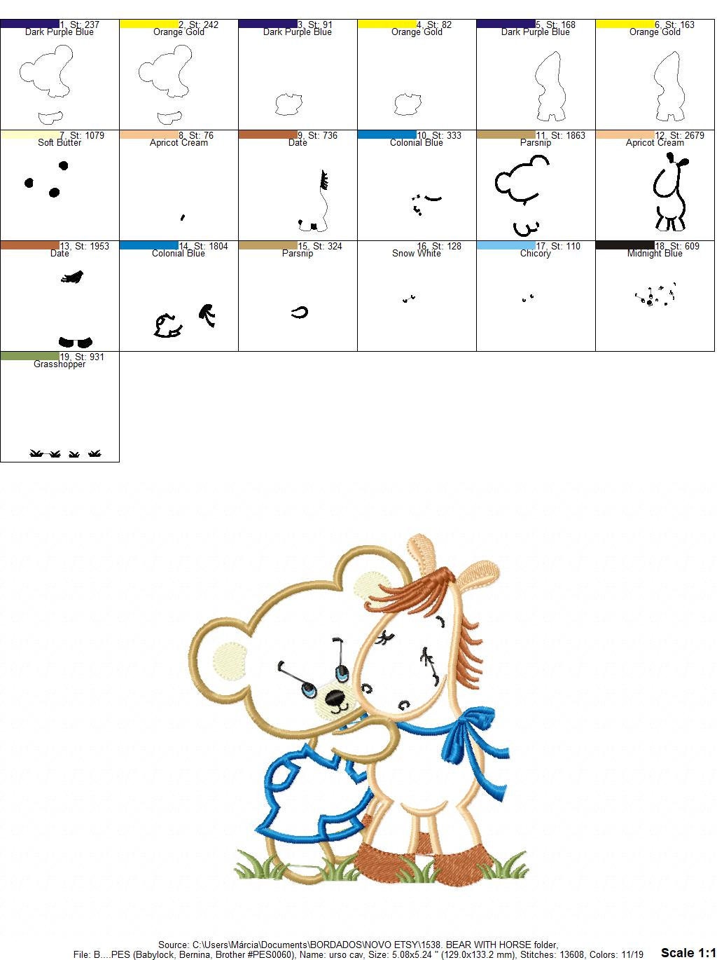Bear embroidery designs - Teddy embroidery design machine embroidery pattern - Baby Boy embroidery file - instant download bear with a horse - Marcia Embroidery