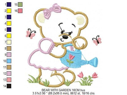 Bear embroidery designs - Teddy embroidery design machine embroidery pattern - Baby Girl embroidery file - instant download bear with garden Marcia Embroidery