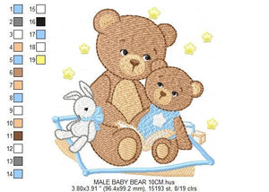 Bear embroidery designs - Teddy embroidery design machine embroidery pattern - Baby Boy embroidery file - instant download bear with baby