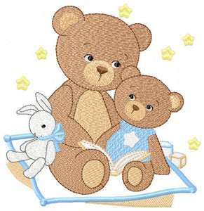 Bear embroidery designs - Teddy embroidery design machine embroidery pattern - Baby Boy embroidery file - instant download bear with baby