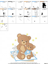 Carica l&#39;immagine nel visualizzatore di Gallery, Bear embroidery designs - Teddy embroidery design machine embroidery pattern - Baby Boy embroidery file - instant download bear with baby
