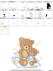 Bear embroidery designs - Teddy embroidery design machine embroidery pattern - Baby Boy embroidery file - instant download bear with baby