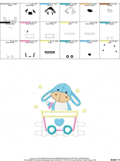 Horse embroidery design - Donkey mbroidery designs machine embroidery pattern - Animal embroidery file - instant download Train applique