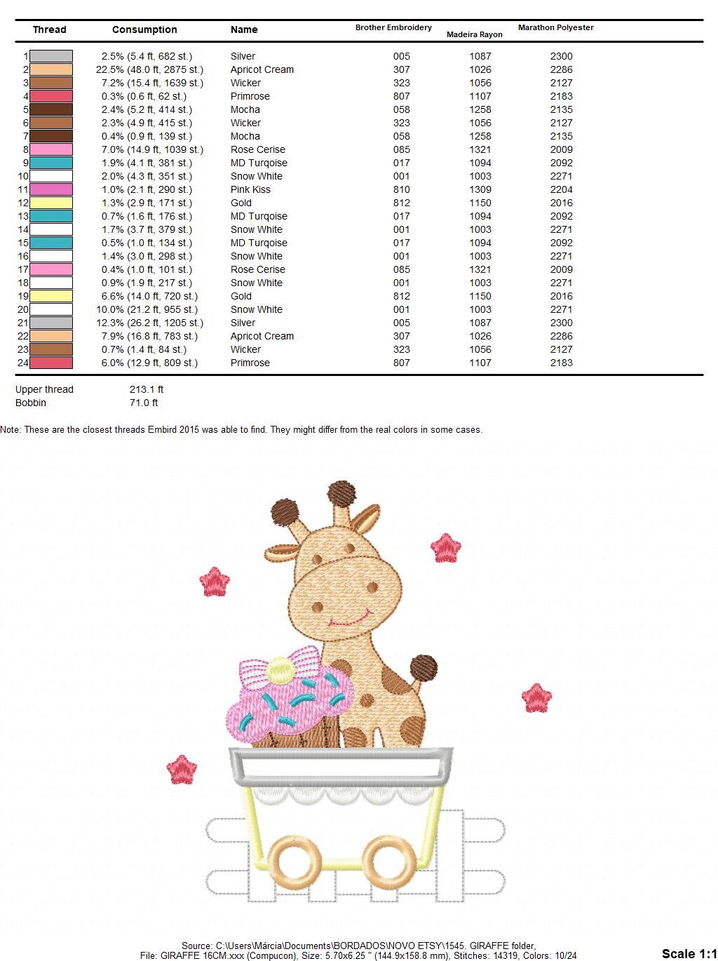 Giraffe with muffin embroidery design - Safari Animal in a wagon embroidery designs machine embroidery pattern - instant digital download