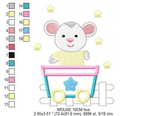 Mouse embroidery design - Rat embroidery designs machine embroidery pattern - Animal embroidery file - children embroidery mouse design