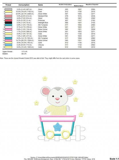 Mouse embroidery design - Rat embroidery designs machine embroidery pattern - Animal embroidery file - children embroidery mouse design