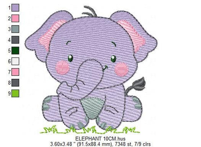 Elephant embroidery designs - animal embroidery design - machine embroidery pattern - baby embroidery file kid embroidery elephant design