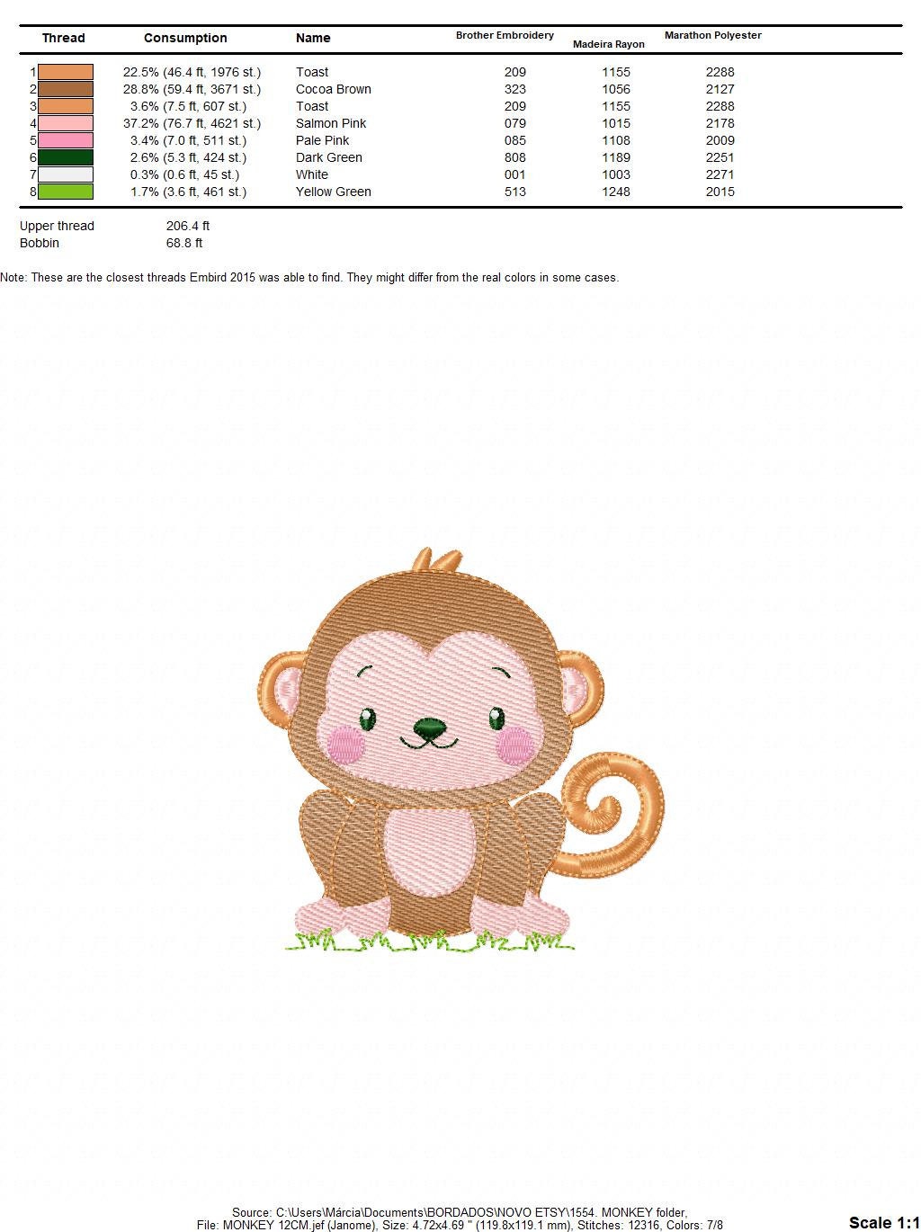 Monkey embroidery designs - Safari wild animal machine embroidery pattern - Baby boy embroidery file - Instant download pes jef dst vp3