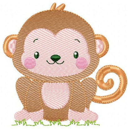 Monkey embroidery designs - Safari wild animal machine embroidery pattern - Baby boy embroidery file - Instant download pes jef dst vp3
