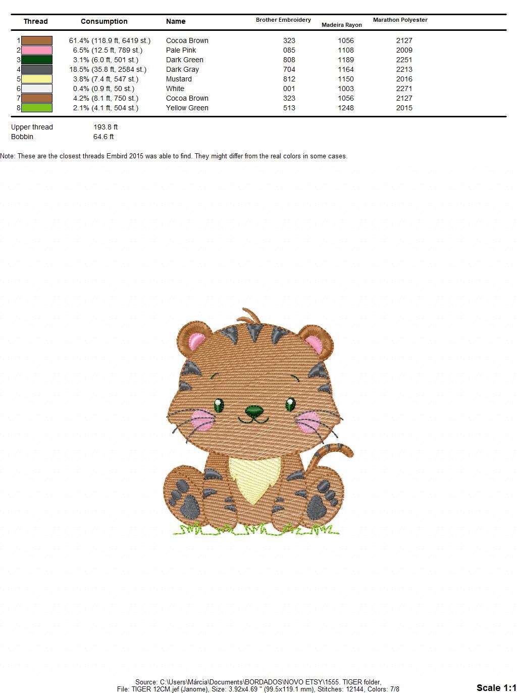 Tiger embroidery design - Wild Forest Animal machine embroidery pattern - Baby Boy file - Instant digital download pes jef dst hus vp3 xxx