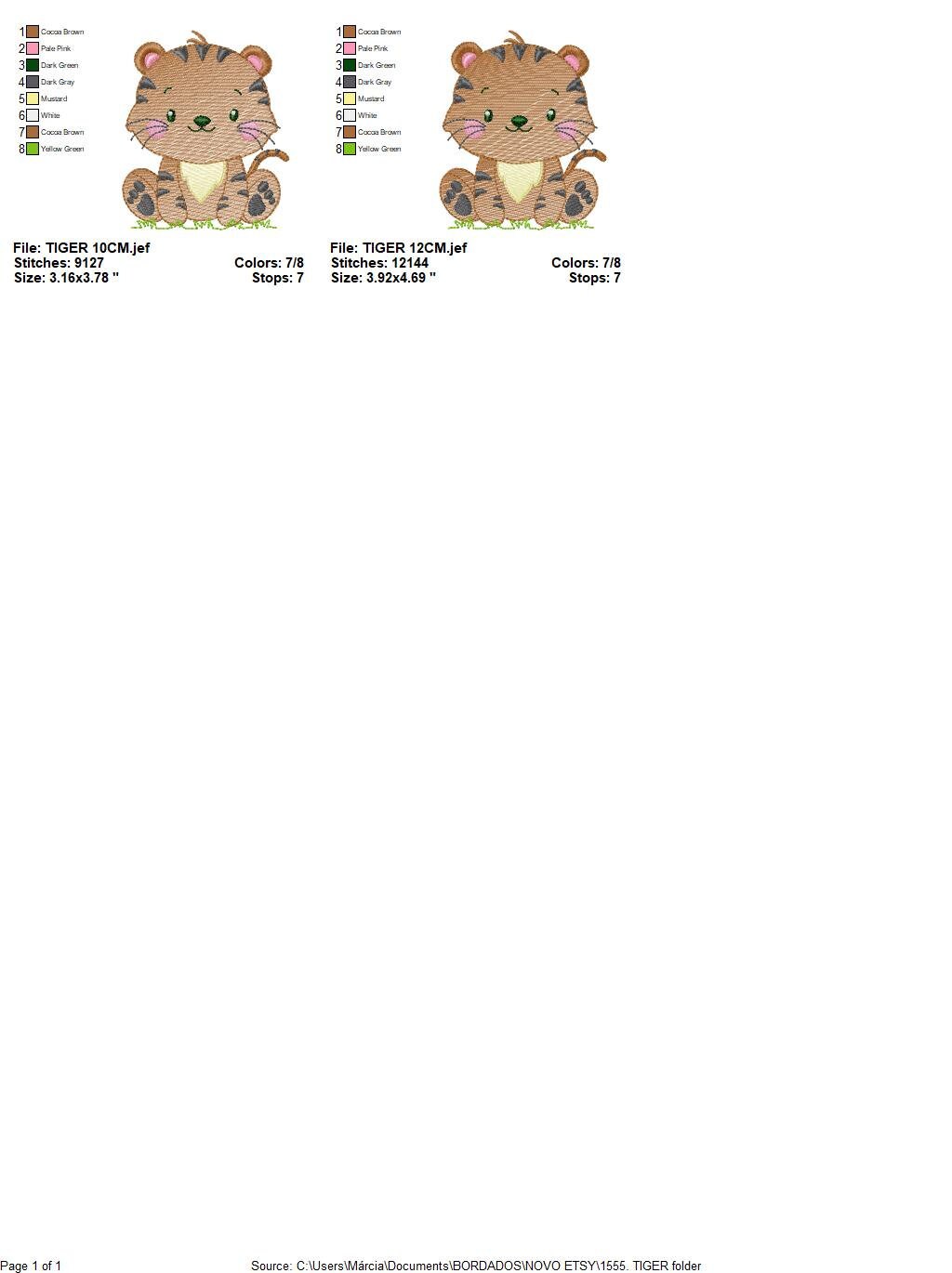 Tiger embroidery design - Wild Forest Animal machine embroidery pattern - Baby Boy file - Instant digital download pes jef dst hus vp3 xxx