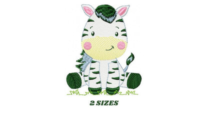 Zebra embroidery designs - Safari Wild Animal machine embroidery pattern - Baby boy and girl file - Instant digital download pes jef dst hus