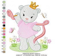 Carica l&#39;immagine nel visualizzatore di Gallery, Bear embroidery designs - Princess embroidery design machine embroidery pattern - Baby Girl embroidery file - digital download bear crown
