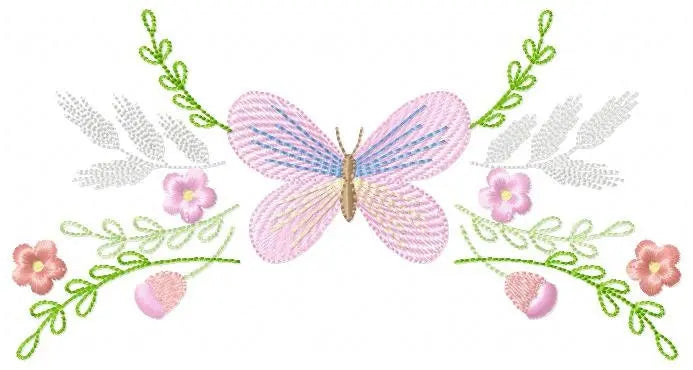 Butterfly embroidery design - Delicate Flowers embroidery designs machine embroidery pattern - baby girl embroidery file - instant download Marcia Embroidery