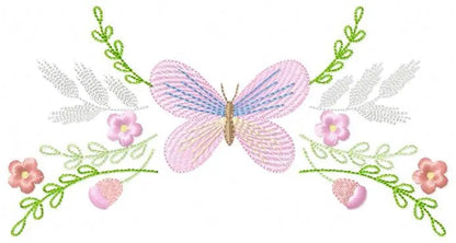 Butterfly embroidery design - Delicate Flowers embroidery designs machine embroidery pattern - baby girl embroidery file - instant download Marcia Embroidery