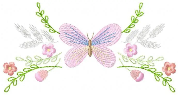 Butterfly embroidery design - Delicate Flowers embroidery designs machine embroidery pattern - baby girl embroidery file - instant download Marcia Embroidery