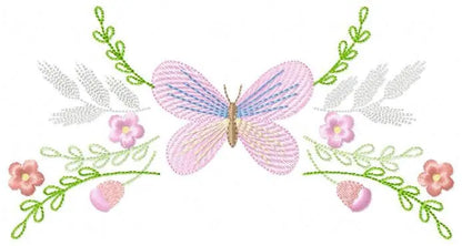 Butterfly embroidery design - Delicate Flowers embroidery designs machine embroidery pattern - baby girl embroidery file - instant download Marcia Embroidery