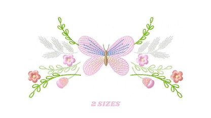 Butterfly embroidery design - Delicate Flowers embroidery designs machine embroidery pattern - baby girl embroidery file - instant download Marcia Embroidery