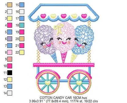 Cotton candy embroidery designs - Candy embroidery design machine embroidery pattern - Cotton candy cart embroidery file - kid embroidery Marcia Embroidery