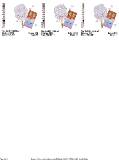 Cotton candy embroidery designs - Candy embroidery design machine embroidery pattern - Cotton candy cart embroidery file - kid embroidery Marcia Embroidery